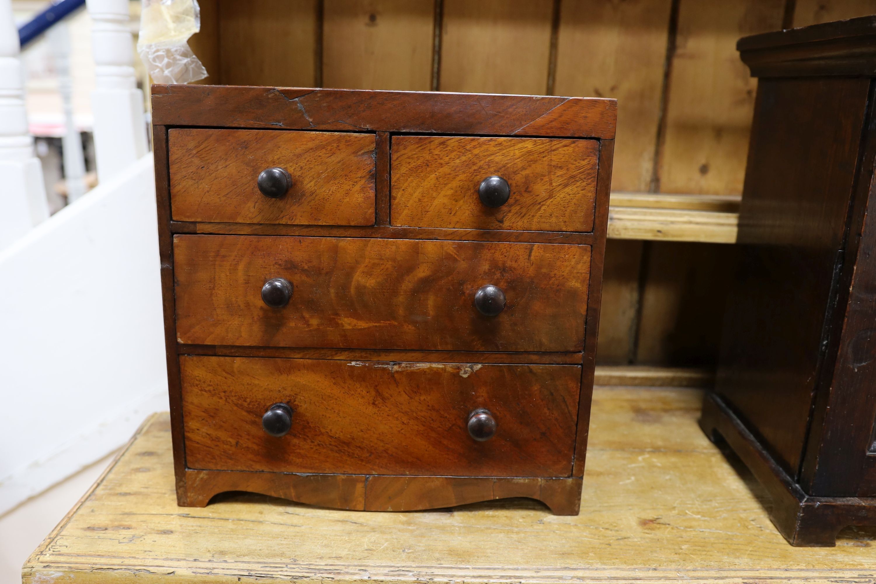 A Victorian mahogany miniature chest, width 32cm, depth 16cm, height 32cm